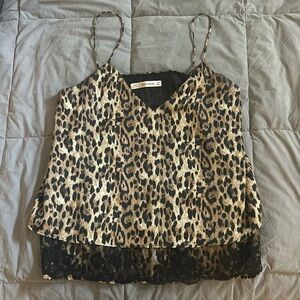 Zara Basic Blouses. Brown Animal Print All Day Wear Tank Top' is Excellent.